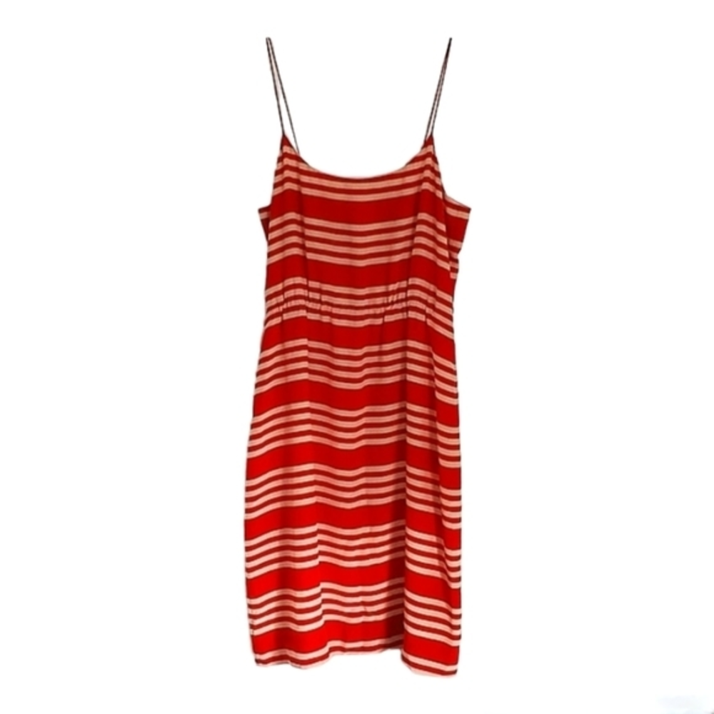 J. Crew Red and White Striped Midi Sundress